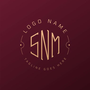 Luxury SNM Logo Design, Elegant Letter SNM Monogram Logo. Minimalist Polygon SNM Logo Design Template clipart