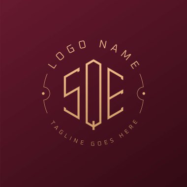 Lüks SQE Logo Tasarımı, Zarif Harf SQE Monogram Logosu. Minimalist Çokgen SQE Logo Tasarım Şablonu