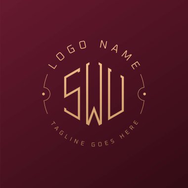 Lüks SWU Logo Tasarımı, Zarif Mektup SWU Monogram Logosu. Minimalist Çokgen SWU Logo Tasarım Şablonu