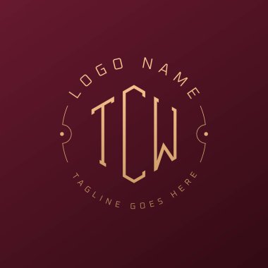 Lüks TCW Logo Tasarımı, Zarif Harf TCW Monogram Logosu. Minimalist Çokgen TCW Logo Tasarım Şablonu