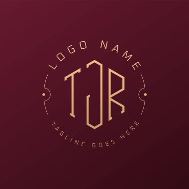 Lüks TJR Logo Tasarımı, Zarif Harf TJR Monogram Logosu. Minimalist Çokgen TJR Logo Tasarım Şablonu