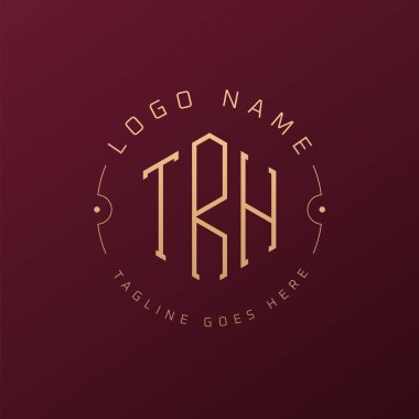 Lüks TRH Logo Tasarımı, Zarif Harf TRH Monogram Logosu. Minimalist Çokgen TRH Logo Tasarım Şablonu