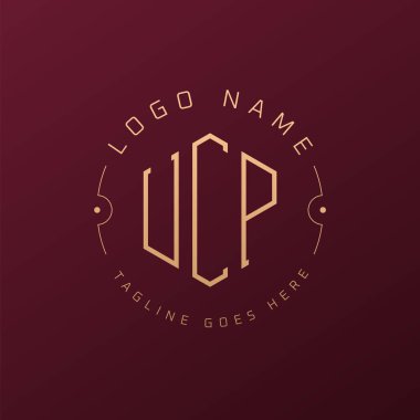 Lüks UCP Logo Tasarımı, Zarif Harf UCP Monogram Logosu. Minimalist Çokgen UCP Logo Tasarım Şablonu