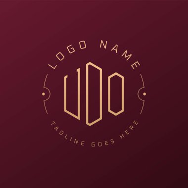 Lüks UDO Logo Tasarımı, Zarif Harf UDO Monogram Logosu. Minimalist Çokgen UDO Logo Tasarım Şablonu