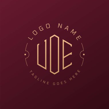 Lüks UOE Logo Tasarımı, Zarif UOE Monogram Logosu. Minimalist Çokgen UOE Logo Tasarım Şablonu