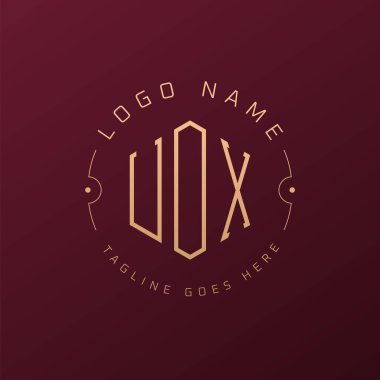 Lüks UOX Logo Tasarımı, Zarif Harf UOX Monogram Logosu. Minimalist Çokgen UOX Logo Tasarım Şablonu