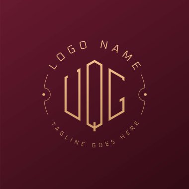 Lüks UQG Logo Tasarımı, Zarif Harf UQG Monogram Logosu. Minimalist Çokgen UQG Logo Tasarım Şablonu