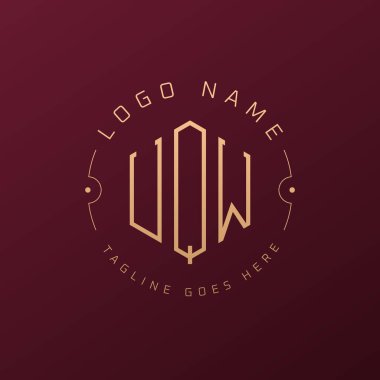 Lüks UQW Logo Tasarımı, Zarif Harf UQW Monogram Logosu. Minimalist Çokgen UQW Logo Tasarım Şablonu