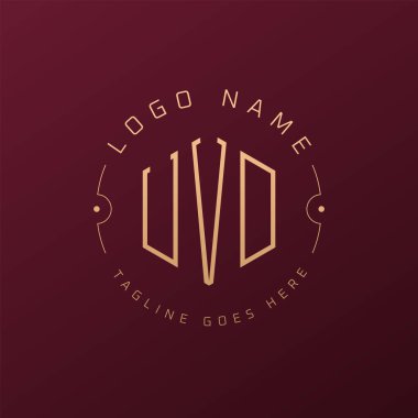 Lüks UVD Logo Tasarımı, Zarif Harf UVD Monogram Logosu. Minimalist Çokgen UVD Logo Tasarım Şablonu