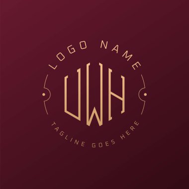 Lüks UWH Logo Tasarımı, Zarif Harf UWH Monogram Logosu. Minimalist Çokgen UWH Logo Tasarım Şablonu