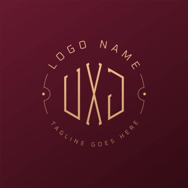 Lüks UXJ Logo Tasarımı, Zarif Harf UXJ Monogram Logosu. Minimalist Çokgen UXJ Logo Tasarım Şablonu