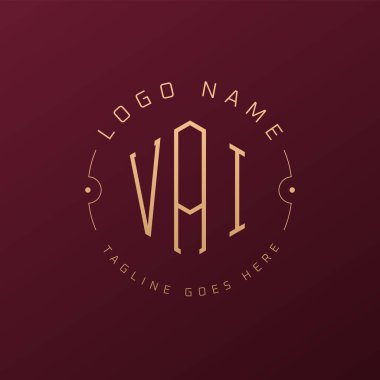 Lüks VAI Logo Tasarımı, Zarif Harf VAI Monogram Logosu. Minimalist Çokgen VAI Logo Tasarım Şablonu