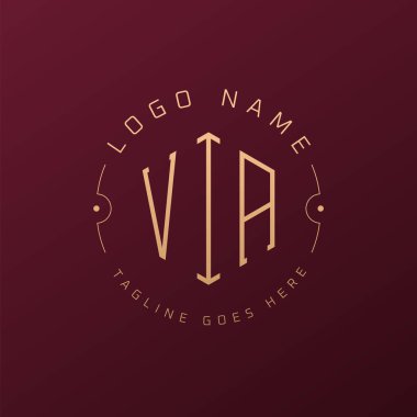 Lüks VİA Logo Tasarımı, Zarif VİA Monogram Logosu. Minimalist Çokgen VIA Logo Tasarım Şablonu