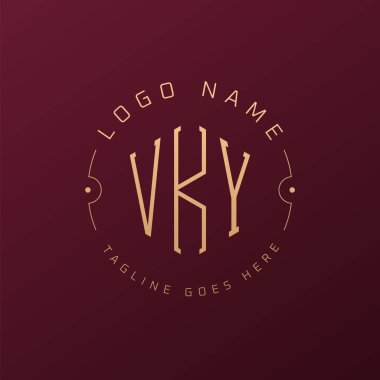 Lüks VKY Logo Tasarımı, Zarif Harf VKY Monogram Logosu. Minimalist Çokgen VKY Logo Tasarım Şablonu