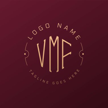 Lüks VMF Logo Tasarımı, Zarif Harf VMF Monogram Logosu. Minimalist Çokgen VMF Logo Tasarım Şablonu