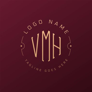 Lüks VMH Logo Tasarımı, Zarif Harf VMH Monogram Logosu. Minimalist Çokgen VMH Logo Tasarım Şablonu