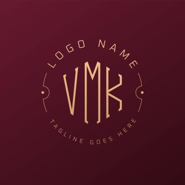 Lüks VMK Logo Tasarımı, Zarif VMK Monogram Logosu. Minimalist Çokgen VMK Logo Tasarım Şablonu