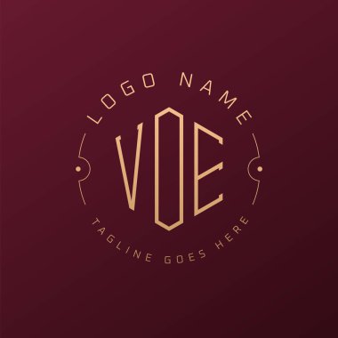 Lüks VOE Logo Tasarımı, Zarif Harf VOE Monogram Logosu. Minimalist Çokgen VOE Logo Tasarım Şablonu