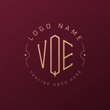 Lüks VQE Logo Tasarımı, Zarif Harf VQE Monogram Logosu. Minimalist Çokgen VQE Logo Tasarım Şablonu
