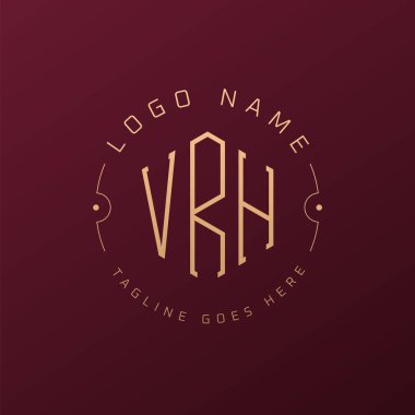 Lüks VRH Logo Tasarımı, Zarif Harf VRH Monogram Logosu. Minimalist Çokgen VRH Logo Tasarım Şablonu