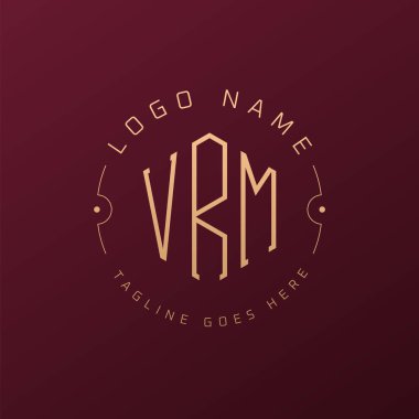 Lüks VRM Logo Tasarımı, Zarif Harf VRM Monogram Logosu. Minimalist Çokgen VRM Logo Tasarım Şablonu