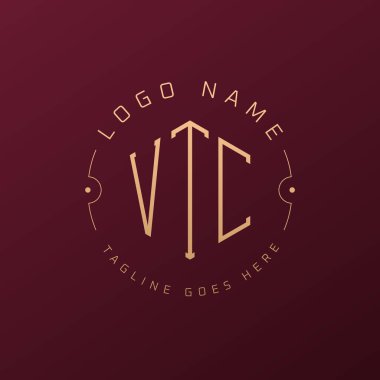 Lüks VTC Logo Tasarımı, Zarif Harf VTC Monogram Logosu. Minimalist Çokgen VTC Logo Tasarım Şablonu