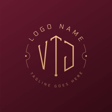 Lüks VTJ Logo Tasarımı, Zarif Harf VTJ Monogram Logosu. Minimalist Çokgen VTJ Logo Tasarım Şablonu