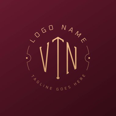 Lüks VTN Logo Tasarımı, Zarif Harf VTN Monogram Logosu. Minimalist Çokgen VTN Logo Tasarım Şablonu