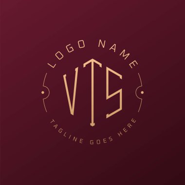 Lüks VTS Logo Tasarımı, Zarif Harf VTS Monogram Logosu. Minimalist Çokgen VTS Logo Tasarım Şablonu