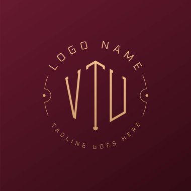 Lüks VTU Logo Tasarımı, Zarif VTU Monogram Logosu. Minimalist Çokgen VTU Logo Tasarım Şablonu