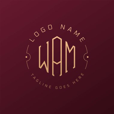 Lüks WAM Logo Tasarımı, Zarif Harf WAM Monogram Logosu. Minimalist Çokgen WAM Logo Tasarım Şablonu