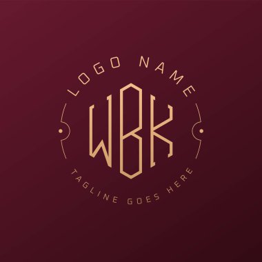 Lüks WBK Logo Tasarımı, Zarif Harf WBK Monogram Logosu. Minimalist Çokgen WBK Logo Tasarım Şablonu