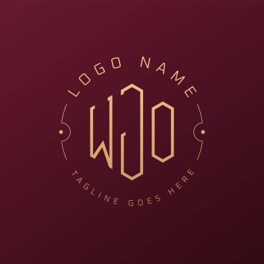 Lüks WJO Logo Tasarımı, Zarif Harf WJO Monogram Logosu. Minimalist Çokgen WJO Logo Tasarım Şablonu