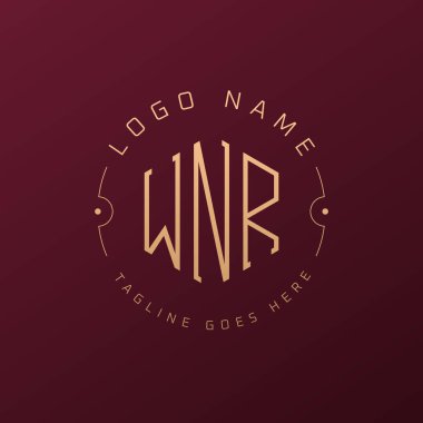 Lüks WNR Logo Tasarımı, Zarif Harf WNR Monogram Logosu. Minimalist Çokgen WNR Logo Tasarım Şablonu