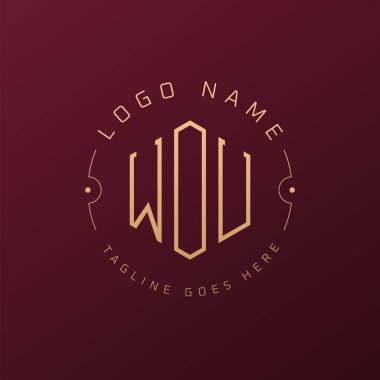 Lüks WOU Logo Tasarımı, Zarif Harf WOU Monogram Logosu. Minimalist Çokgen WOU Logo Tasarım Şablonu