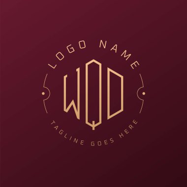 Lüks WQD Logo Tasarımı, Zarif Harf WQD Monogram Logosu. Minimalist Çokgen WQD Logo Tasarım Şablonu