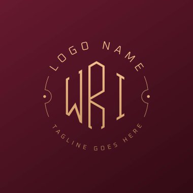 Lüks WRI Logo Tasarımı, Zarif Harf WRI Monogram Logosu. Minimalist Çokgen WRI Logo Tasarım Şablonu