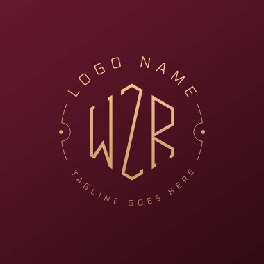 Lüks WZR Logo Tasarımı, Zarif Harf WZR Monogram Logosu. Minimalist Çokgen WZR Logo Tasarım Şablonu