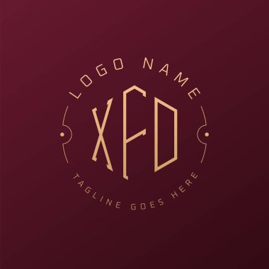 Lüks XFD Logo Tasarımı, Zarif Harf XFD Monogram Logosu. Minimalist Çokgen XFD Logo Tasarım Şablonu