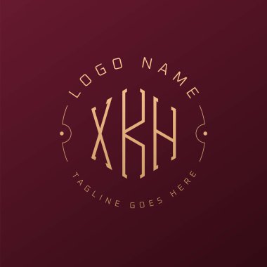 Lüks XKH Logo Tasarımı, Zarif Harf XKH Monogram Logosu. Minimalist Çokgen XKH Logo Tasarım Şablonu