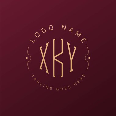 Lüks XKY Logo Tasarımı, Zarif Harf XKY Monogram Logosu. Minimalist Çokgen XKY Logo Tasarım Şablonu