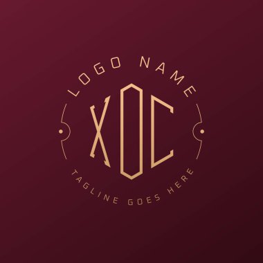 Lüks XOC Logo Tasarımı, Zarif Harf XOC Monogram Logosu. Minimalist Çokgen XOC Logo Tasarım Şablonu