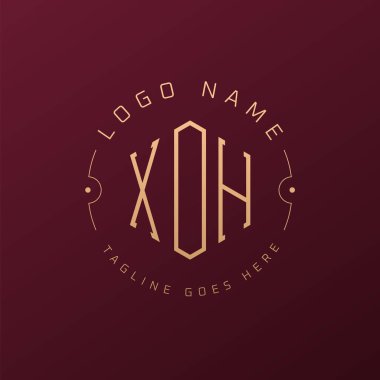 Lüks XOH Logo Tasarımı, Zarif Harf XOH Monogram Logosu. Minimalist Çokgen XOH Logo Tasarım Şablonu