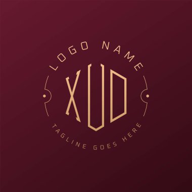 Lüks XUD Logo Tasarımı, Zarif Harf XUD Monogram Logosu. Minimalist Çokgen XUD Logo Tasarım Şablonu