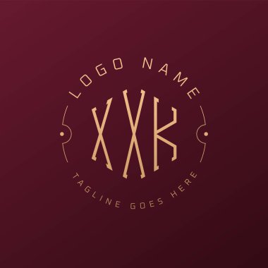 Lüks XXK Logo Tasarımı, Zarif Harf XXXK Monogram Logosu. Minimalist Çokgen XXK Logo Tasarım Şablonu