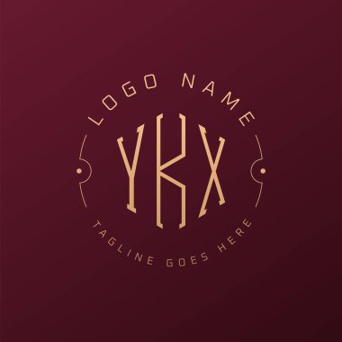 Lüks YKX Logo Tasarımı, Zarif Harf YKX Monogram Logosu. Minimalist Çokgen YKX Logo Tasarım Şablonu