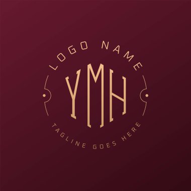 Lüks YMH Logo Tasarımı, Zarif Harf YMH Monogram Logosu. Minimalist Çokgen YMH Logo Tasarım Şablonu