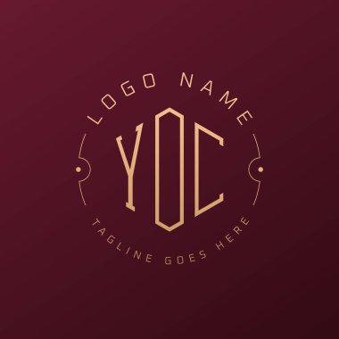 Lüks YOC Logo Tasarımı, Zarif Harf YOC Monogram Logosu. Minimalist Çokgen YOC Logo Tasarım Şablonu