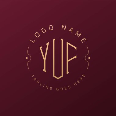 Lüks YUF Logo Tasarımı, Zarif Harf YUF Monogram Logosu. Minimalist Çokgen YUF Logo Tasarım Şablonu