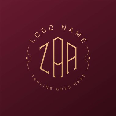 Luxury ZAA Logo Design, Elegant Letter ZAA Monogram Logo. Minimalist Polygon ZAA Logo Design Template clipart